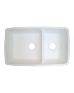 Contoured Large/Small Double Bowl Kitchen Sink (Winter White)
