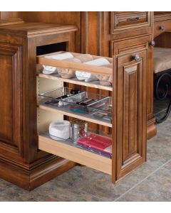 8" Vanity Pull Out Organizer W/9 Poly Bins