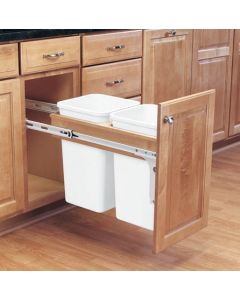 Double 27 Qt (Frameless) Top Mount Wood Pull-Out Waste Container