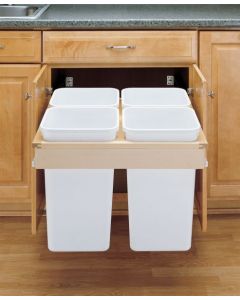 Quad 27 Qt Top Mount Wood Pull-Out Waste Container