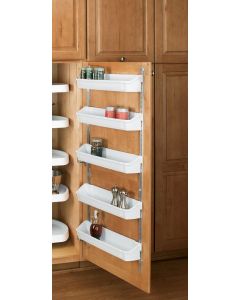 7 7/8" Five Shelf Door Storage W/Clips (White)