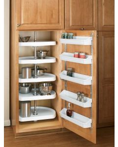 20" D-Shape Lazy Susan (Almond) - Five shelf pantry set