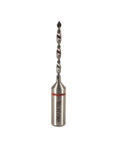 3mm Solid Carbide V-Point Dowel Drill (70mm OAL/LH Rotation)