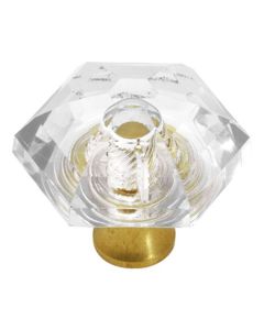 Crystal Palace Hex Knob (Crysacrylic and Polished Brass) - 31mm