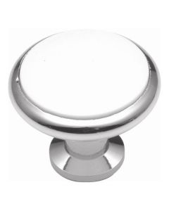 Eclipse Knob (White Porcelain Chrome) - 1-3/8"
