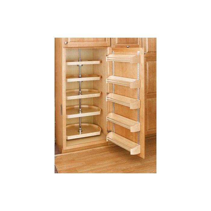 22" D-Shape Pantry Lazy Susan (Wood) - Five Shelf set