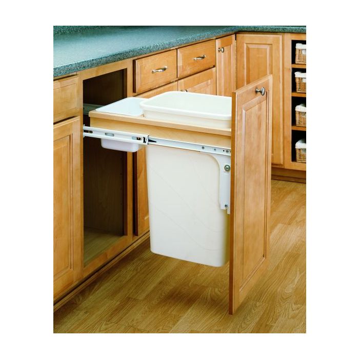 50 Qt Top Mount Wood Pull-Out Waste Container