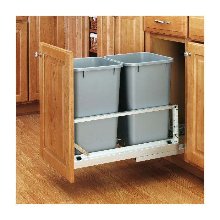 Double 27 Qt Waste Container (Metallic Silver)