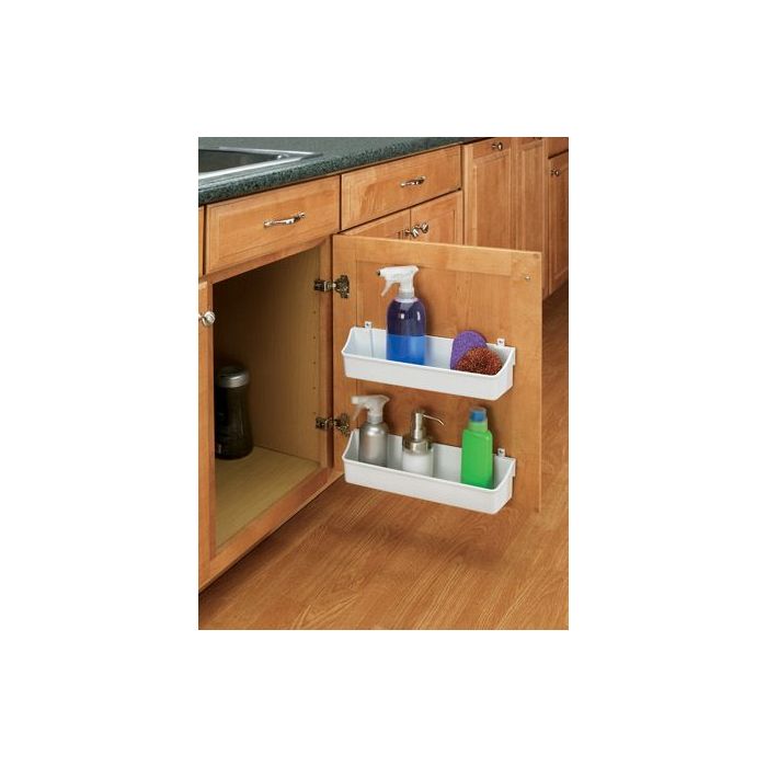 7 7/8" Two Shelf Door Storage Trays w/ Clips (White)