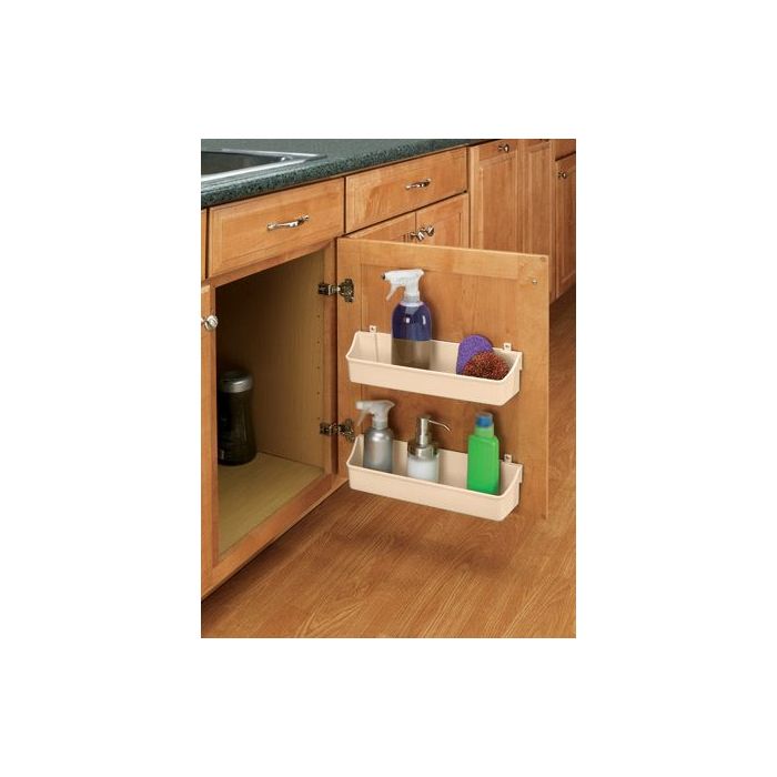 7 7/8" Two Shelf Door Storage Trays w/ Clips (Almond)