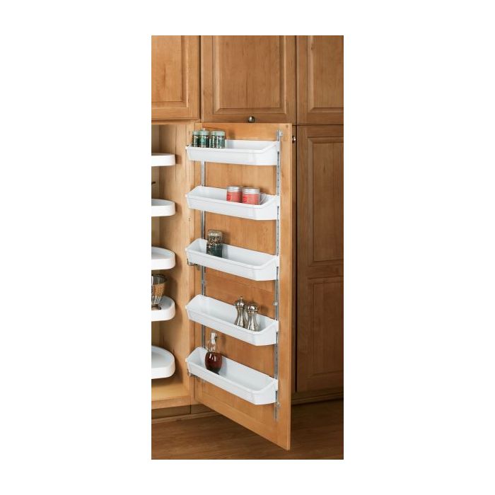 13 3/4" Five Shelf Door Storage W/Clips (White)