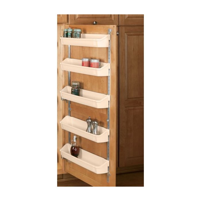 19 3/4" Five Shelf Door Storage W/Clips (Almond)