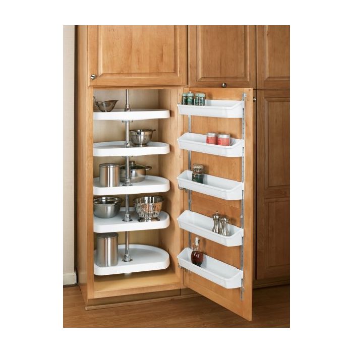 20" D-Shape Lazy Susan (White) - Five shelf pantry set