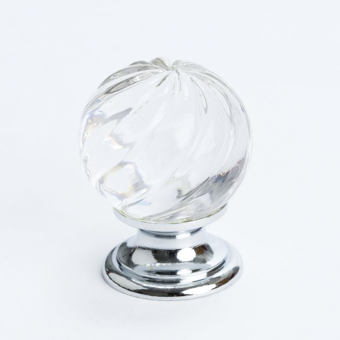 Europa Knob (Crystal Swirl W/Chrome Post) - 30mm