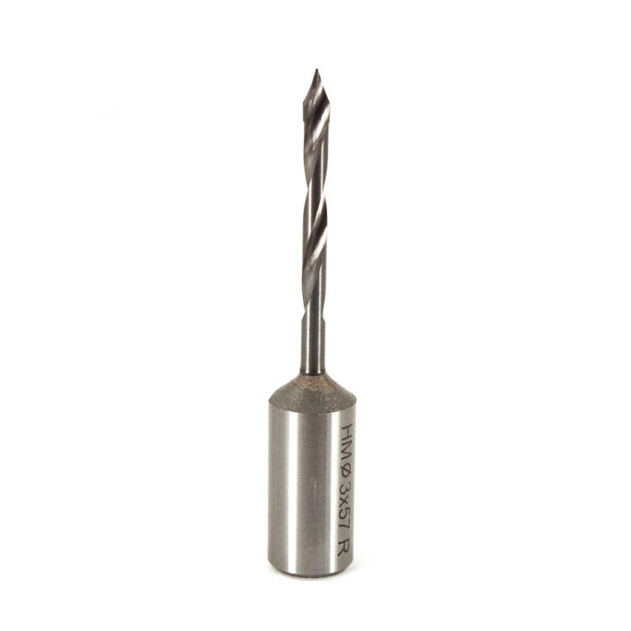 3mm Solid Carbide V-Point Dowel Drill (57mm OAL)
