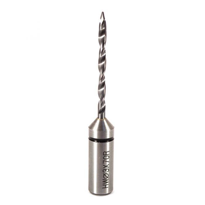 3mm Solid Carbide V-Point Dowel Drill (70mm OAL)