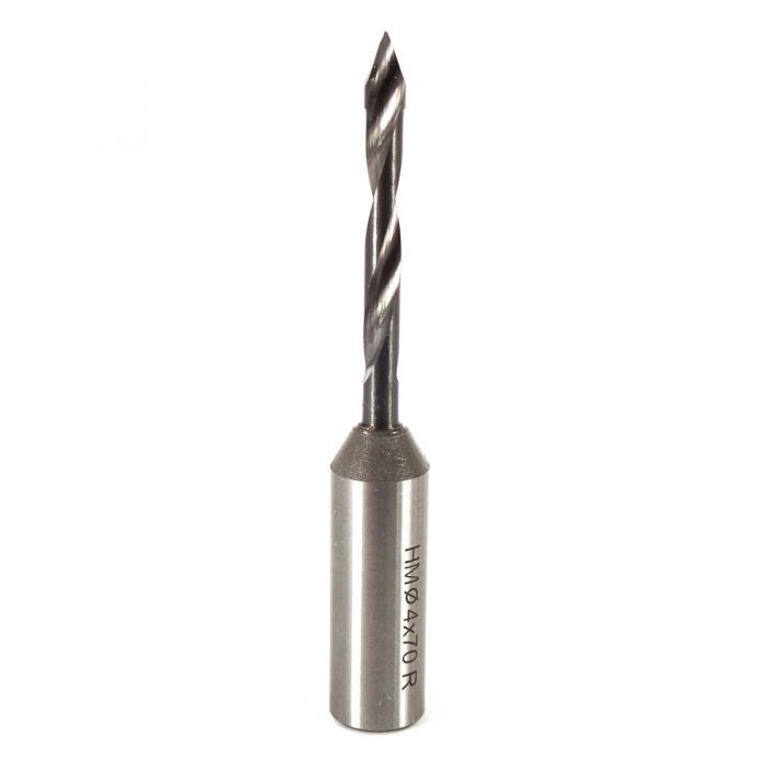 4mm Solid Carbide V-Point Dowel Drill (70mm OAL)