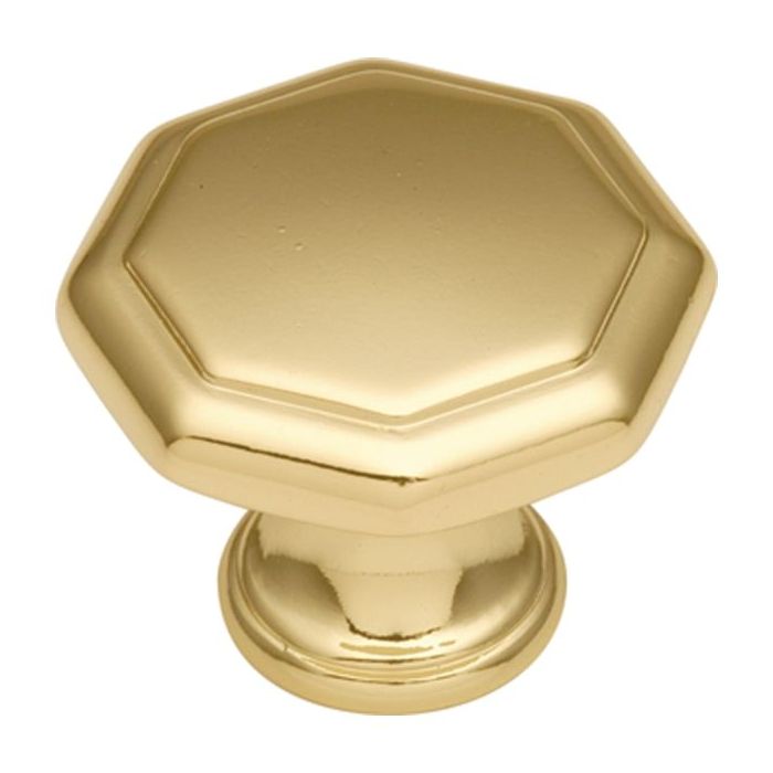 Conquest Octagonal Knob (Polished Brass) - 1-1/4"