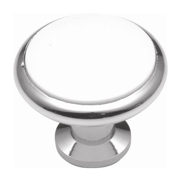 Eclipse Knob (White Porcelain Chrome) - 1-3/8"